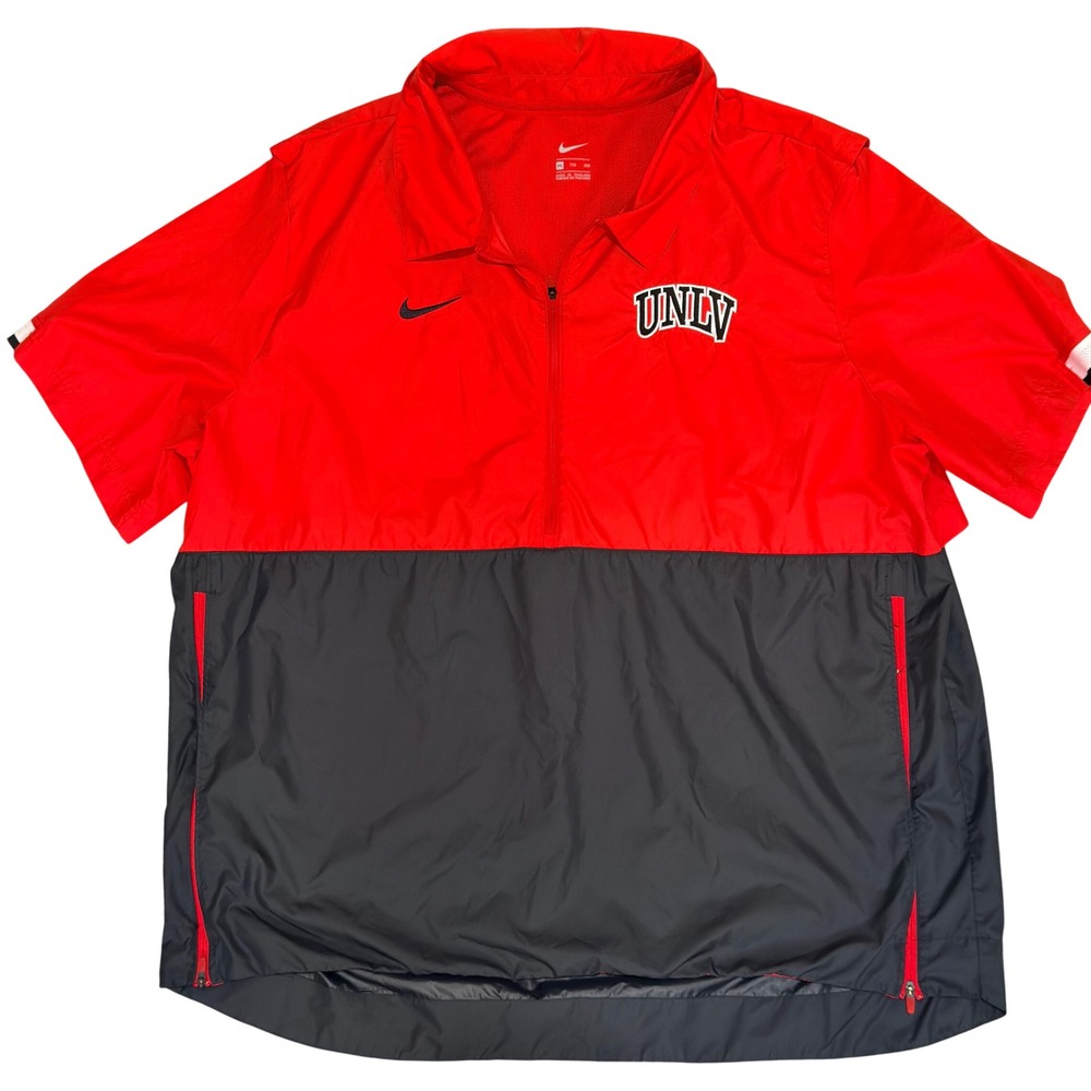 Nike UNLV Windbreaker Jacket Mens XXL Red Black Short Sleeve Vented Gorpcore